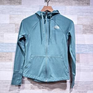 The North Face Eco Ridge Reardon Full Zip Hoodie Jacket Green Pockets Womens XS